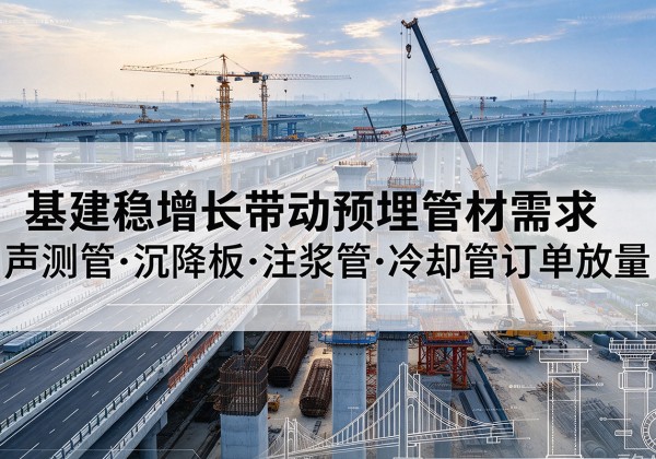 元宝山基建稳增长带动预埋监测管材需求，声测管、沉降板、注浆管订单持续放量